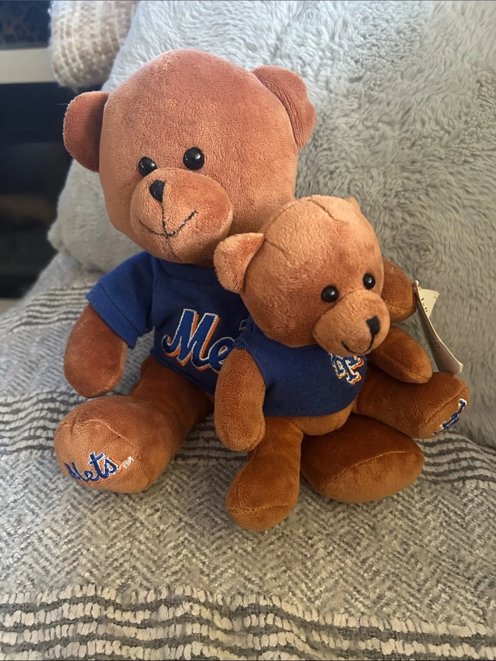 Plush Brown Bear Pair with NY Mets Team-Style Shirts - Kids Stuffed Animals
